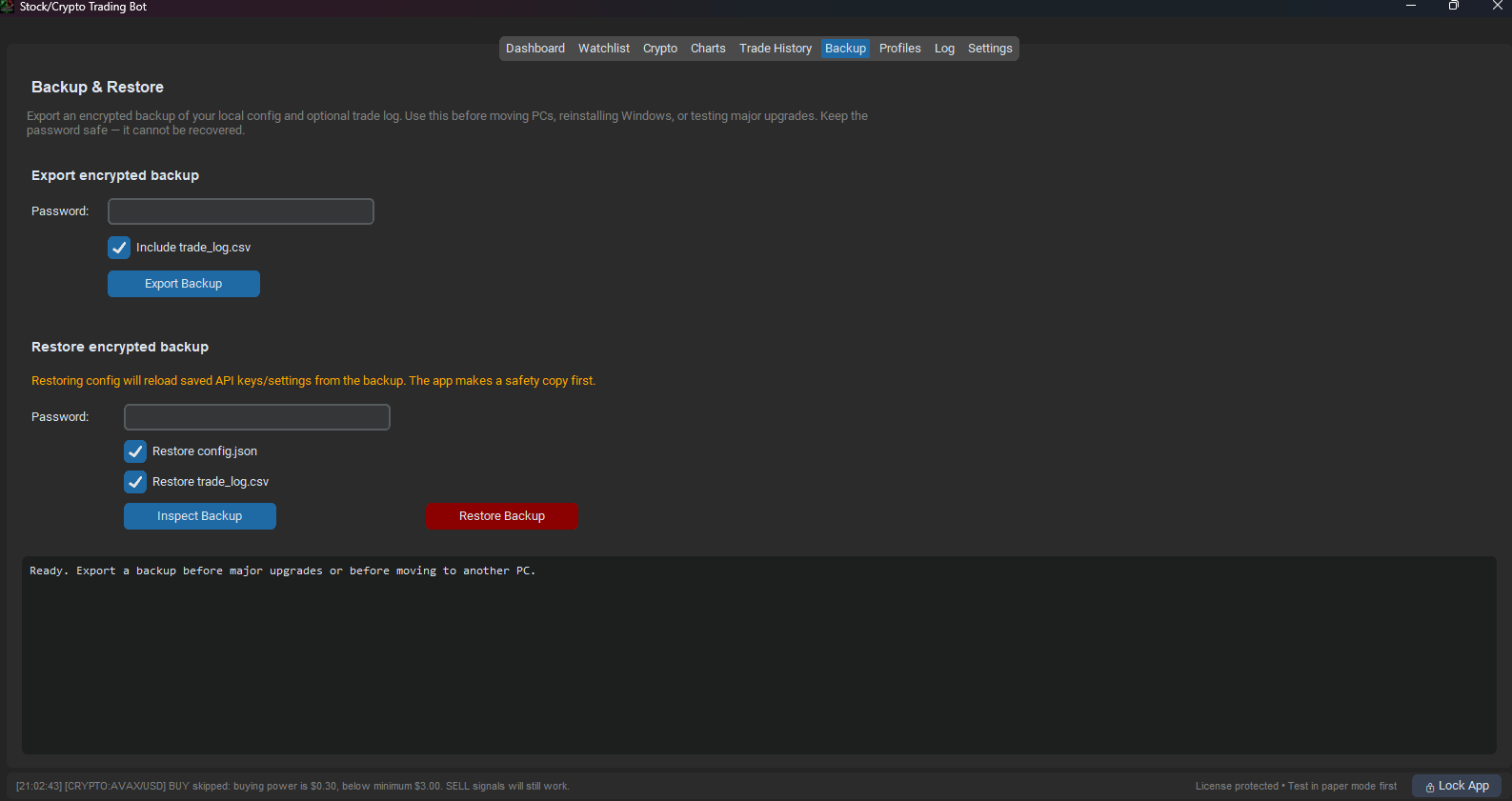 Encrypted backup and restore tools